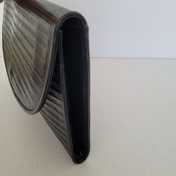 Mario Valentino Bag Clutch Handbag Vintage Pouch Italian Black Logo Leather 12x8 - Picture 8 of 10